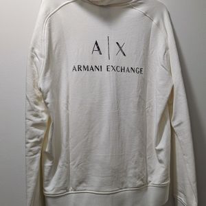 Off-White Armani Exchange Zip-Up Hoodie Sweatshirt, Size L